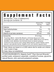 Close-up of Youngevity Majestic Earth bottle label highlighting gluten-free formula.