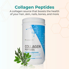 Youngevity Multi-Collagen bottle pour demonstrating smooth mixing into a beverage