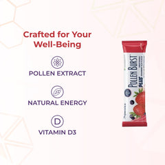 Packaging box of Youngevity Pollen Burst for convenient daily use.