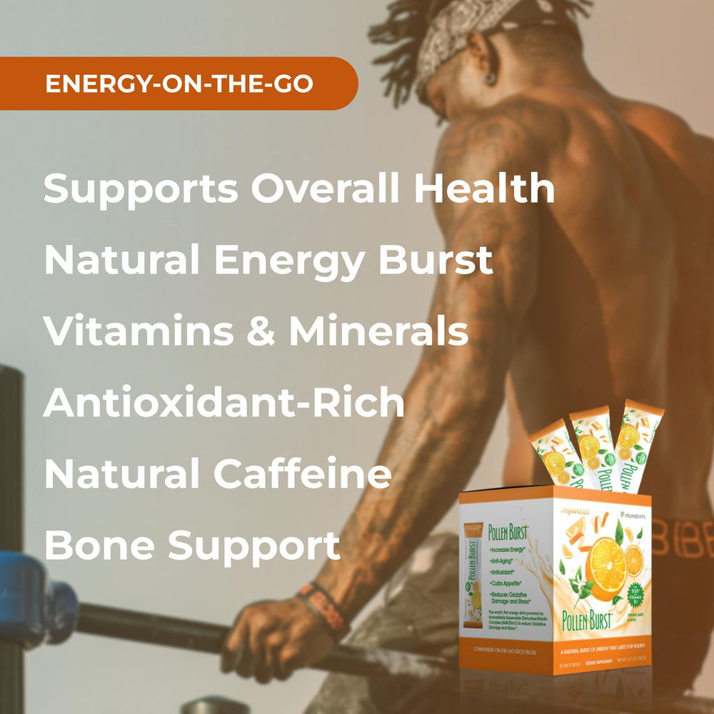 Youngevity ProJoba Pollen Burst with vitamin B12 helps sustain energy.