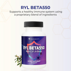 Close-up of Beta550 capsules showing easy-to-swallow design for daily use