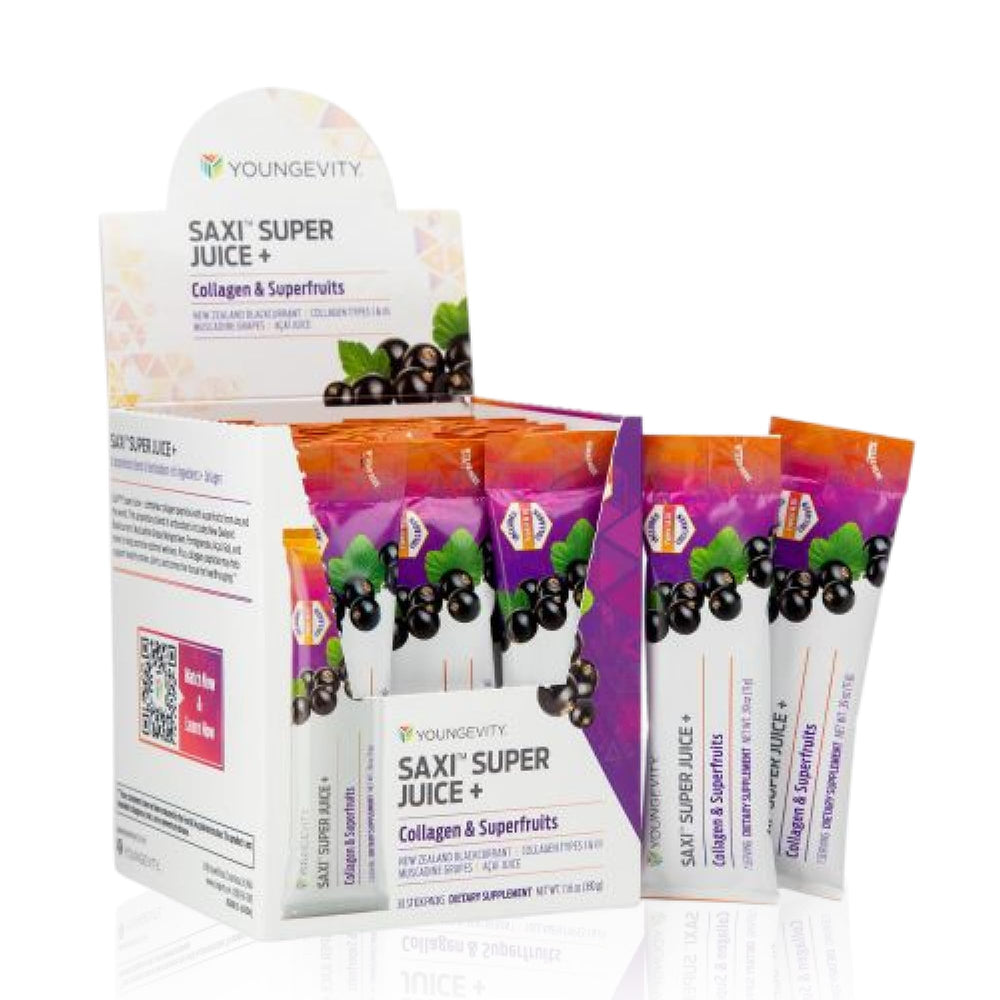 Youngevity SaXi Super Juice stick pack for on-the-go wellness.