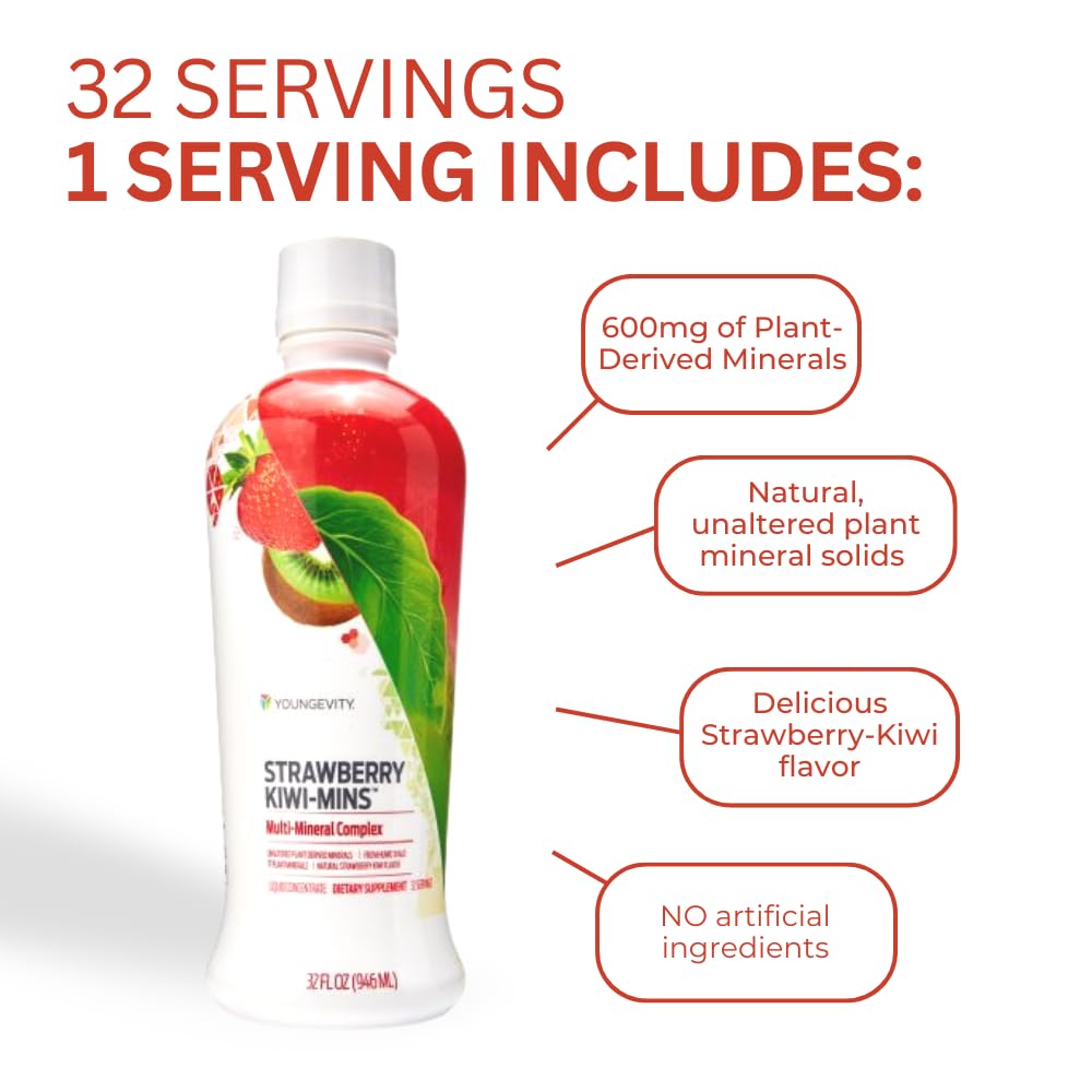 Youngevity Strawberry Kiwi-Mins bottle closeup showing the unaltered colloidal form.