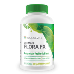 Youngevity Ultimate Flora FX bottle front for daily digestive support.