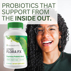 Youngevity Ultimate Flora FX set image represents a 4 bottle value pack for reliable daily use.