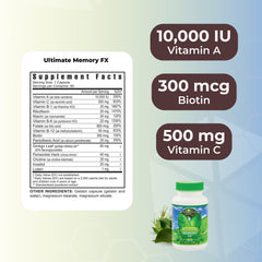 Youngevity Ultimate Memory FX bottle with Ginkgo and Periwinkle imagery.