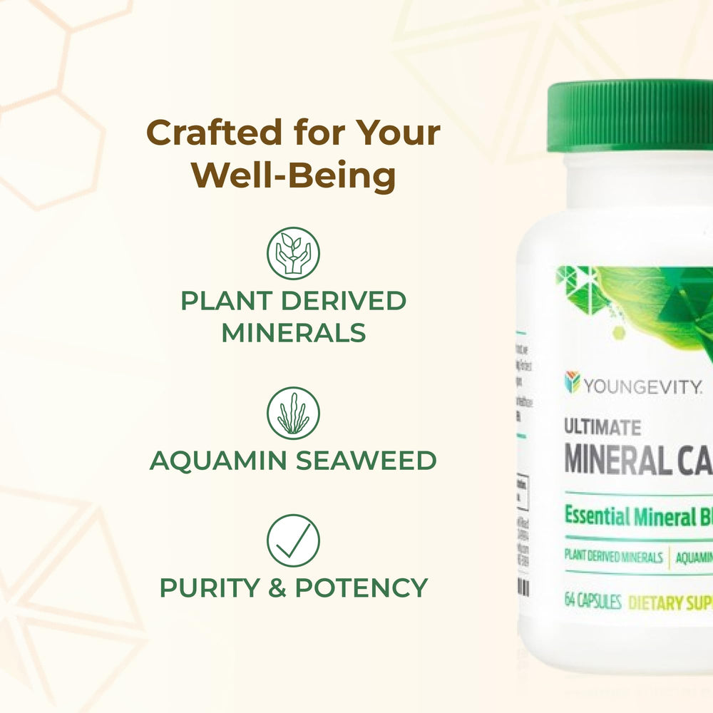 Youngevity Ultimate Mineral Caps four-bottle pack—consistent mineral support.
