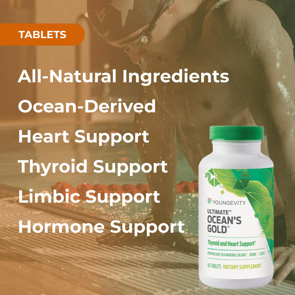 Youngevity Ultimate Ocean's Gold label and bottle emphasize an ocean blend.