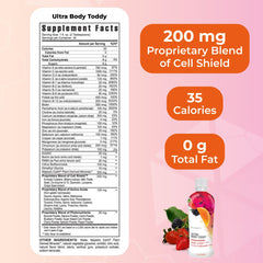 Youngevity Ultra Body Toddy label detail communicates 100+ nutrients and enhanced absorption