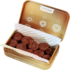 Youphoria hearts foil wrap displays kanna and L-Theanine for unwinding benefits