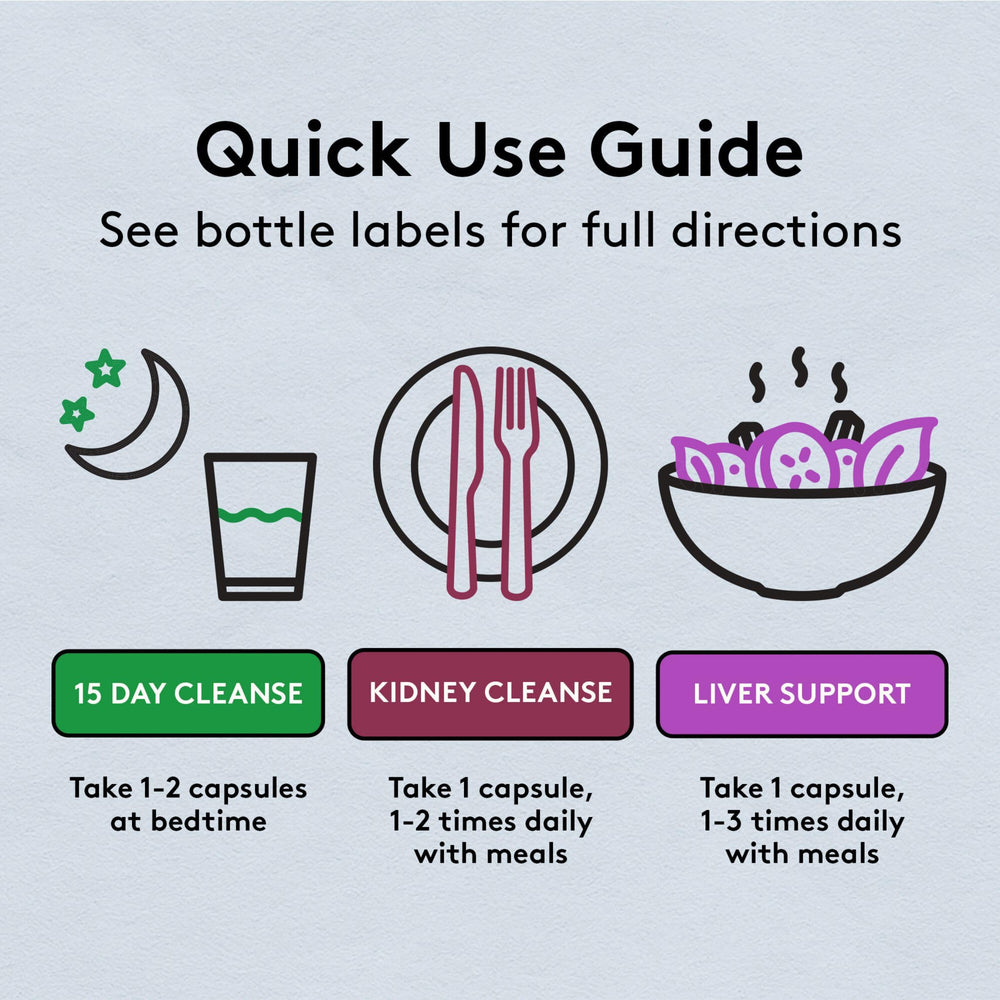 Youth & Tonic 15 Day Cleanse concept card showing gut renewal theme
