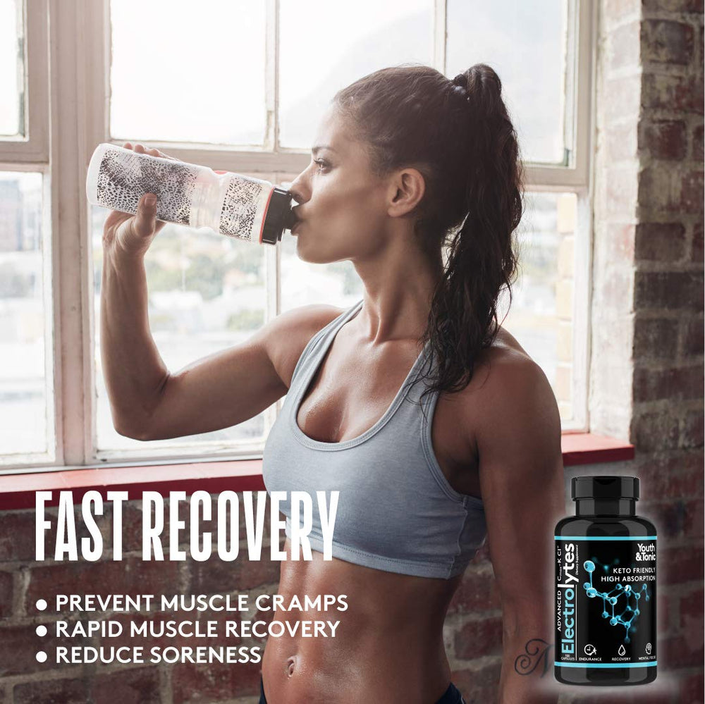 Athlete taking Youth & Tonic electrolyte capsules during training for endurance support