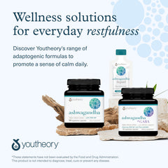 Youtheory Ashwagandha daily routine visuals suggesting consistent wellness.