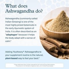 Youtheory Ashwagandha vegetarian capsules for convenient daily use.