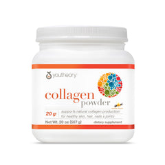 Youtheory Collagen Powder vanilla bottle for easy daily use.