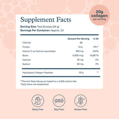 Youtheory Collagen Powder vanilla label shows ingredients and serving size for informed use.