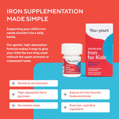 You+yours bottle provides 120 servings of 15 mg elemental iron.