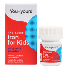 You+yours tasteless iron powder for kids blends into drinks quietly.