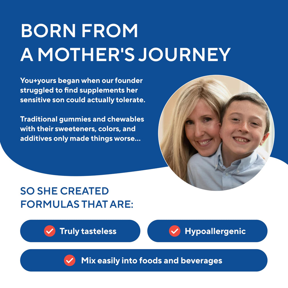 Child-friendly scene using You+yours tasteless multivitamin powder