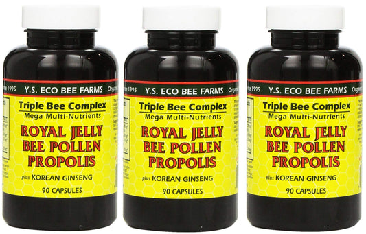 YS Eco Bee Farms royal jelly capsules in bottle for daily nourishment