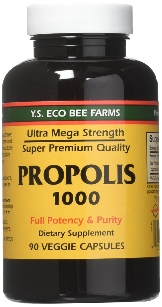 YS Eco Bee Farms Propolis 1000 bottle front for daily use.