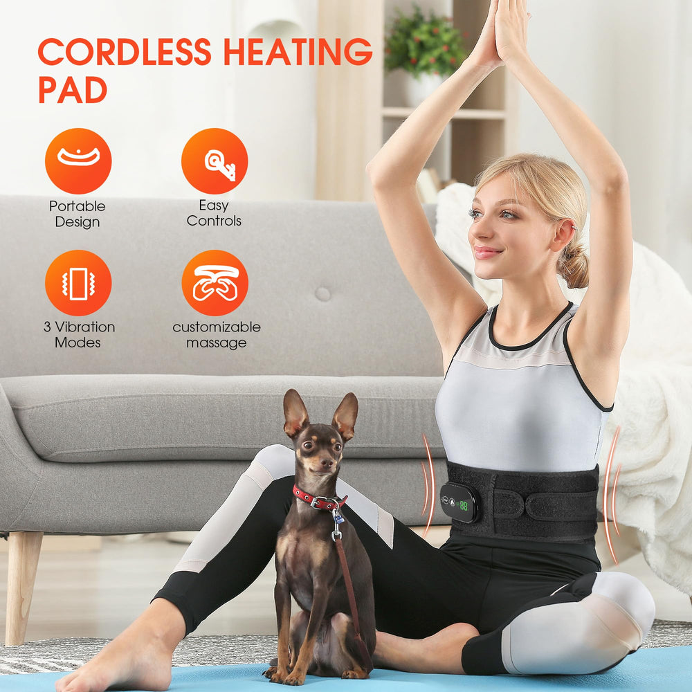 YUANBO heated back massager worn around the waist during daily activities for comfort