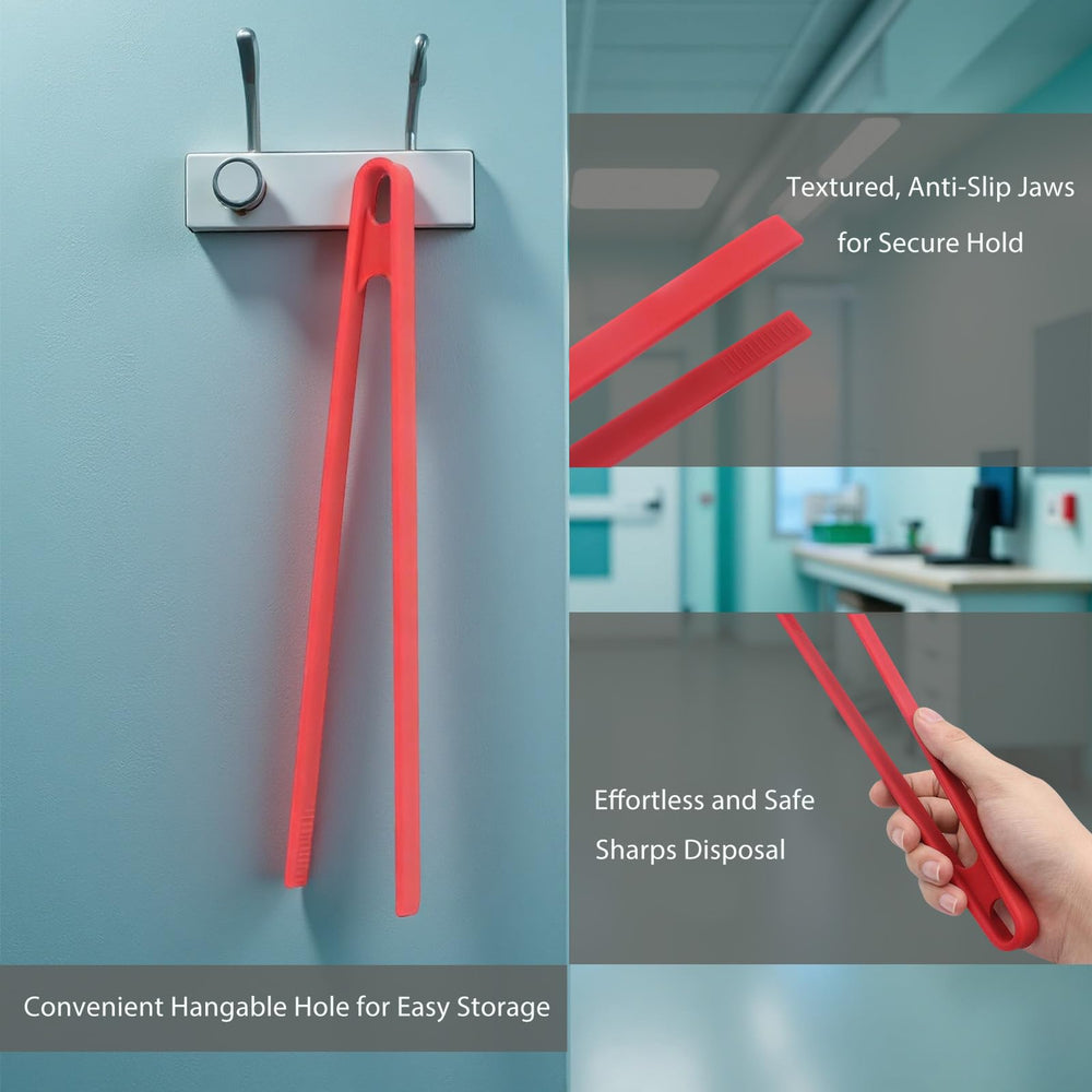 YUCOBE sharps tongs offer an 11.6 inch handle to keep hands away from sharps.