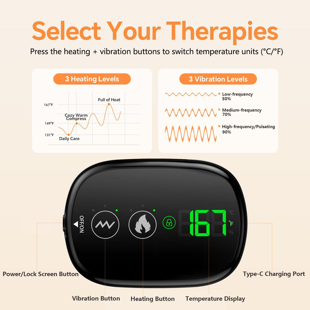 YUHUO knee massager with heat strap detail for targeted comfort.