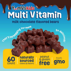 YUM-V'S Kids Chocolate Bears melt-in-mouth candy-style vitamins.