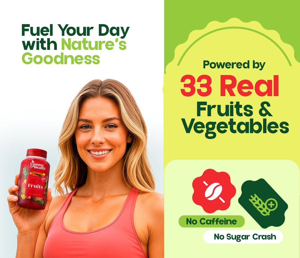 Yummy & Health 180-capsule package highlights vegan, non-GMO formula.