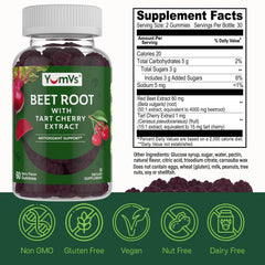 YUM-V'S gummies show vegetarian-friendly formula and berry goodness.