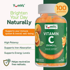 YumVs Vitamin C Gummies nutrition label shows 250 mg per serving