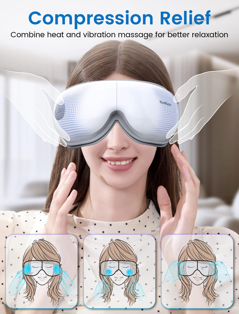 YunRayo eye massager folded flat for travel and compact storage