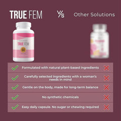 Yuonry True Fem capsules in daily-use setup suggesting easy routine