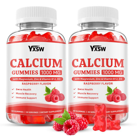 YXSW Calcium Gummies bottle with raspberry flavor for easy daily calcium intake and bone support