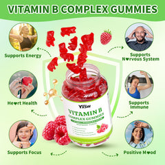 YXSW Vitamin B Complex Gummies close-up texture and vivid raspberry color