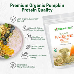 Z Natural Foods Organic Pumpkin Seed Protein Powder measuring scoop, easy portion control for smoothies