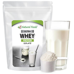 Z Natural Foods Ultra Whey Isolate canister: clean protein for versatile mixing.