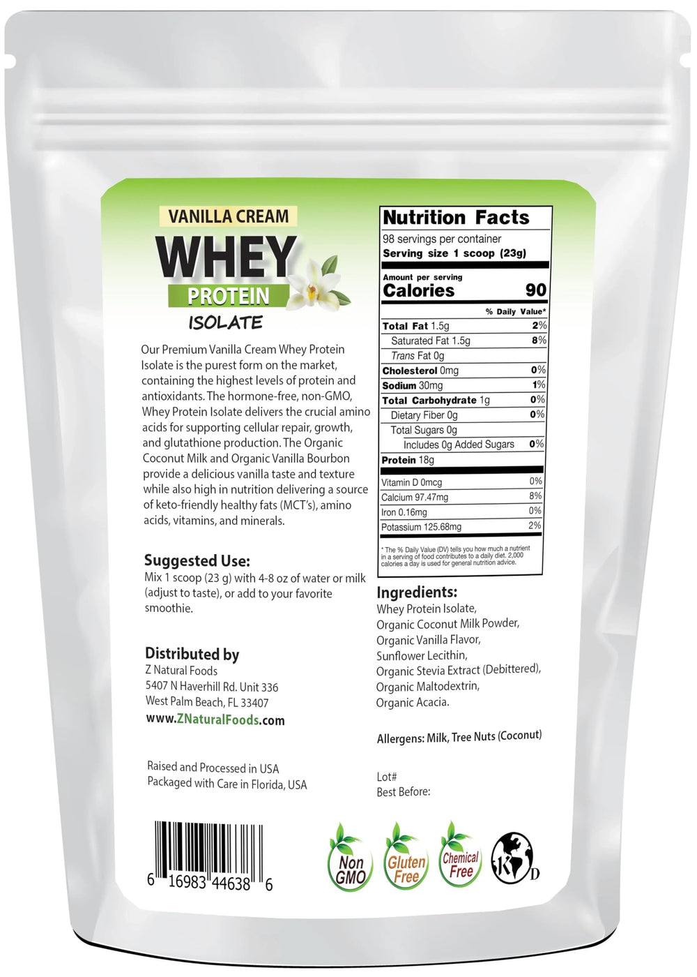 Vanilla Cream whey protein scoop ready to mix in a shaker