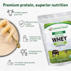 Z Natural Foods whey protein shake glass showing easy mixing and smooth texture.