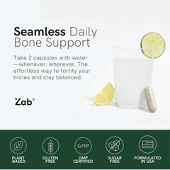 ZAB Algae Calcium ingredients panel featuring D3 and K2 MK7