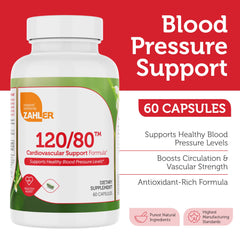 Zahler 120/80 capsules close-up highlights easy-to-swallow daily supplement.