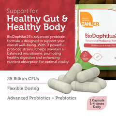 Zahler BioDophilus25 GMP facility image emphasizes quality manufacturing and purity standards.
