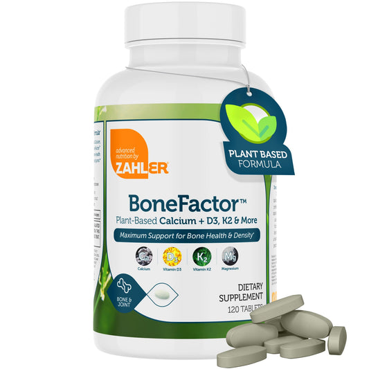 Zahler BoneFactor bottle front view showing bone-strength formula