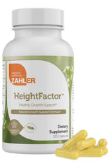 Zahler Height Factor bottle-front showing growth-support capsules for kids and teens