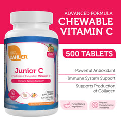 Zahler Junior C Advanced orange chewables tablets stacked for easy dosing