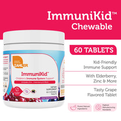 Zahler Kids Immune Support zinc-label close-up showing zinc for growing children