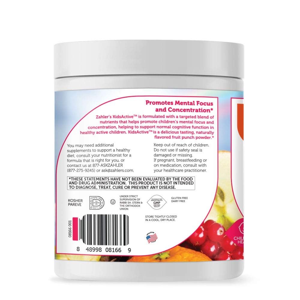 Zahler KidsActive packaging and label highlighting kosher certification