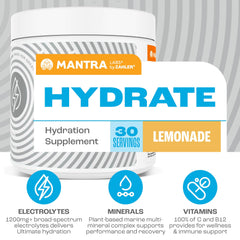 Zahler Mantra Hydrate glass with lemonade highlights flavorful, sugar-free hydration