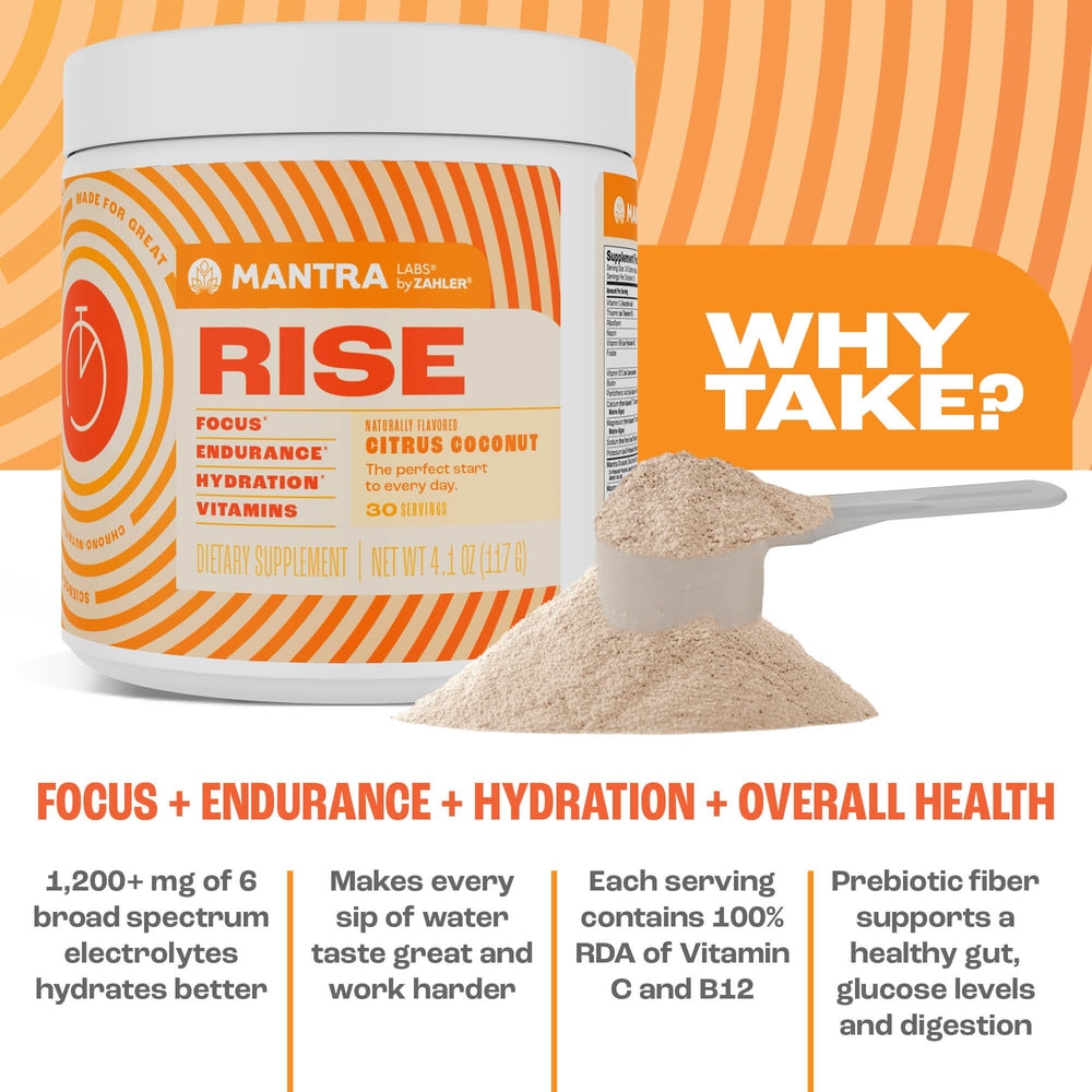 Zahler Mantra Rise measuring scoop demonstrates precise daily dosing.
